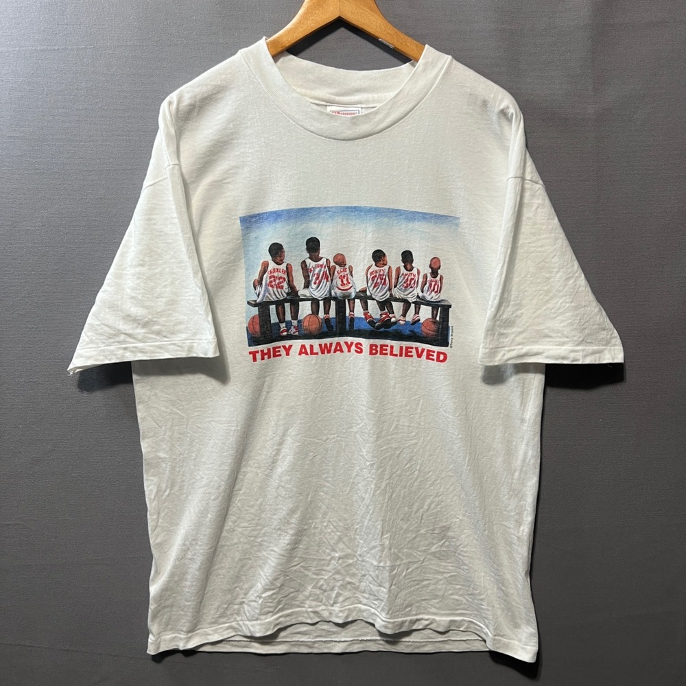 Vintage Hanes Beefy-T Houston Rockets They Always Believed Graphic Shirt L White